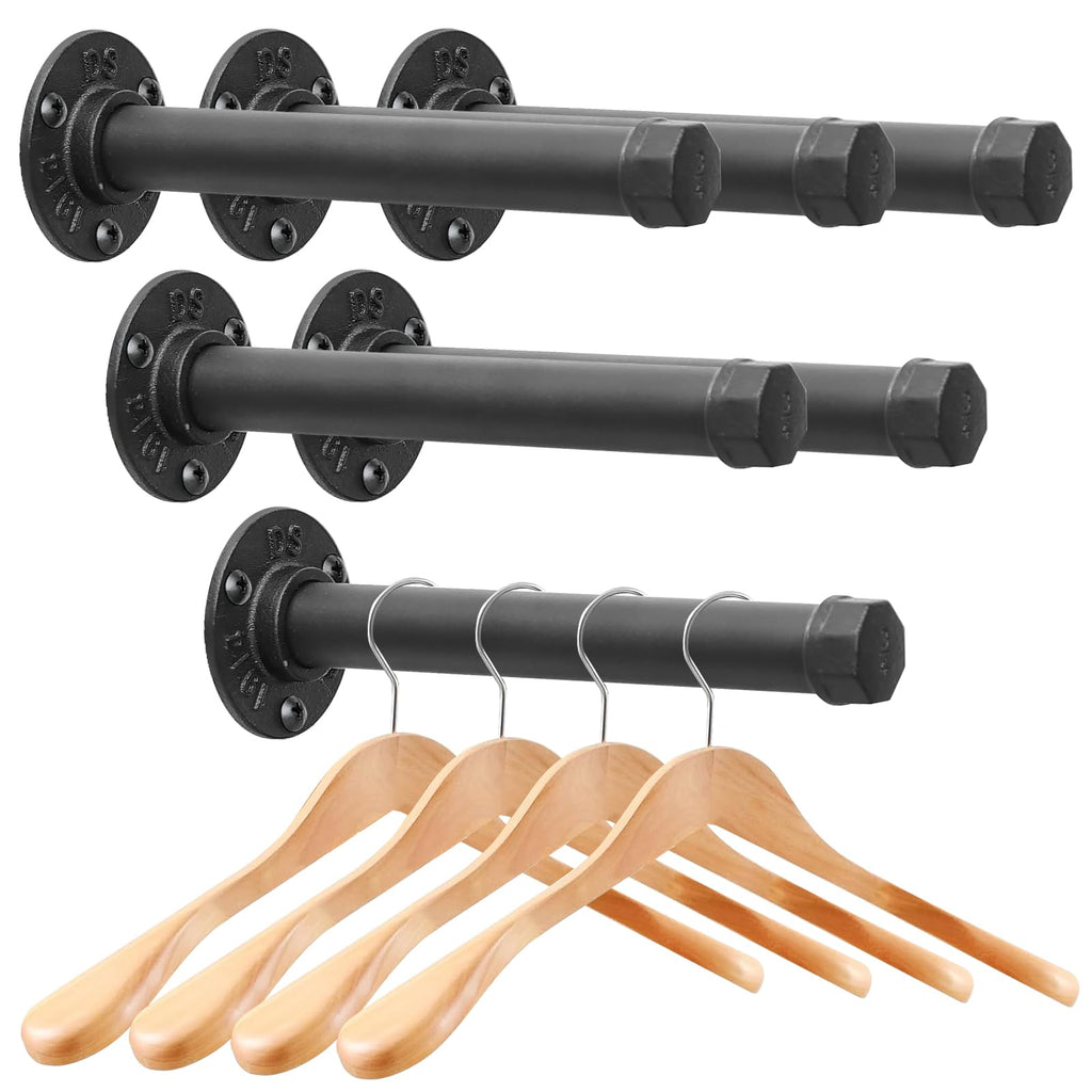 Cast Iron Wall Mounted Clothes Rack, Heavy Duty Industrial Pipe Clothing Rack for Hanging Clothes, Garment Racks for