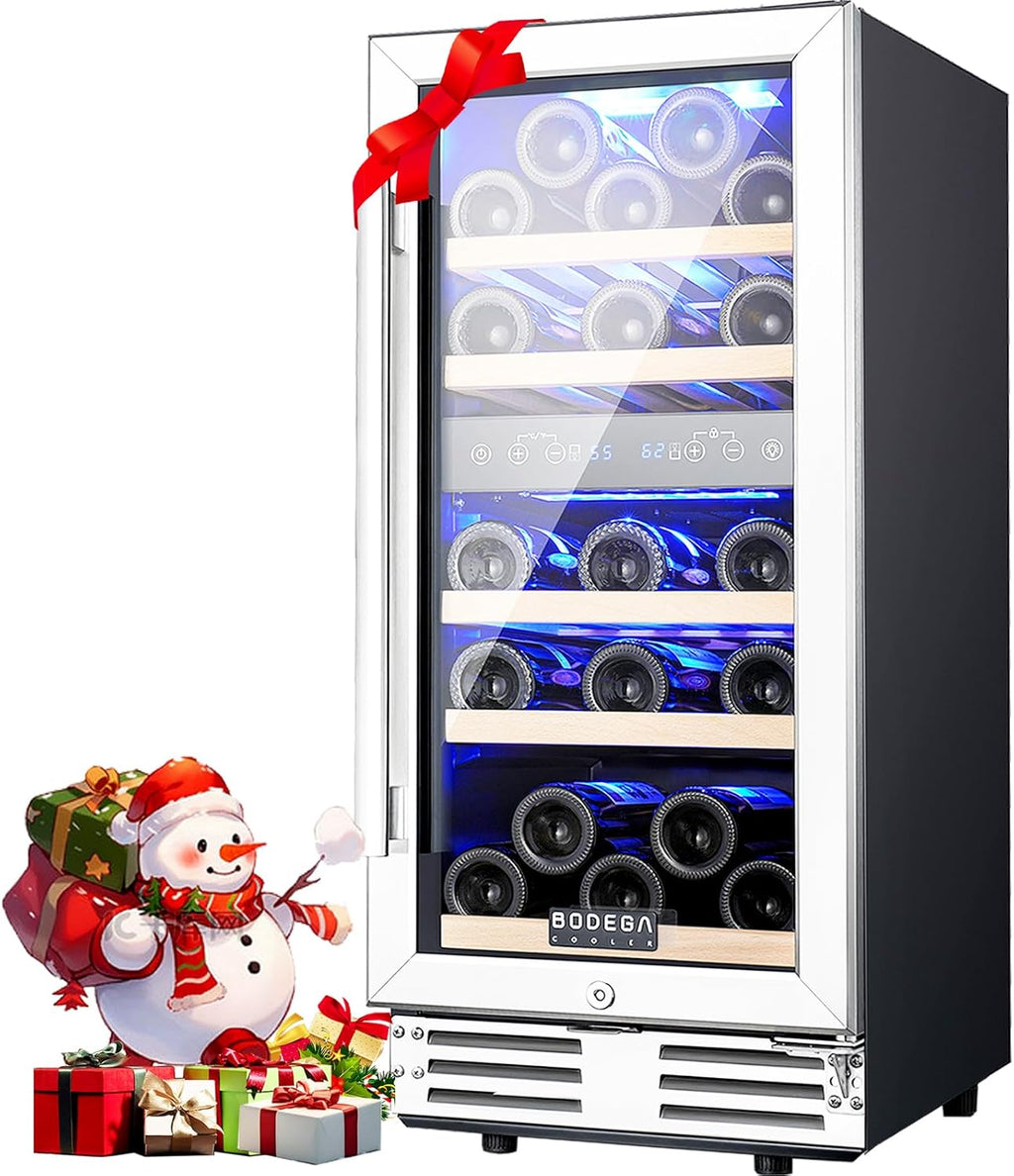 15 Inch Wine Fridge, 30 Bottles Dual Zone Wine Cooler, 41-68°F Wine Refrigerators Free standing