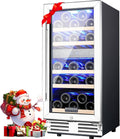 15 Inch Wine Fridge, 30 Bottles Dual Zone Wine Cooler, 41-68°F Wine Refrigerators Free standing