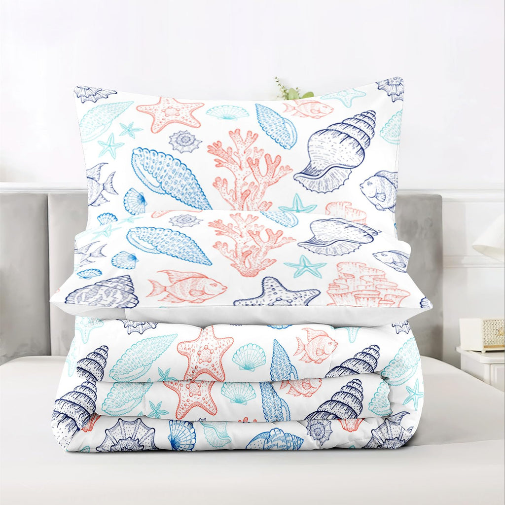Sea Shell Bedding Comforter Set - Ocean & Coastal Beach Theme
