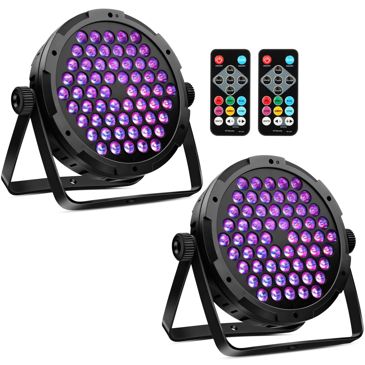 90W 60LED Dimmable Stage Par Light by Remote & DMX Control - 2Pack