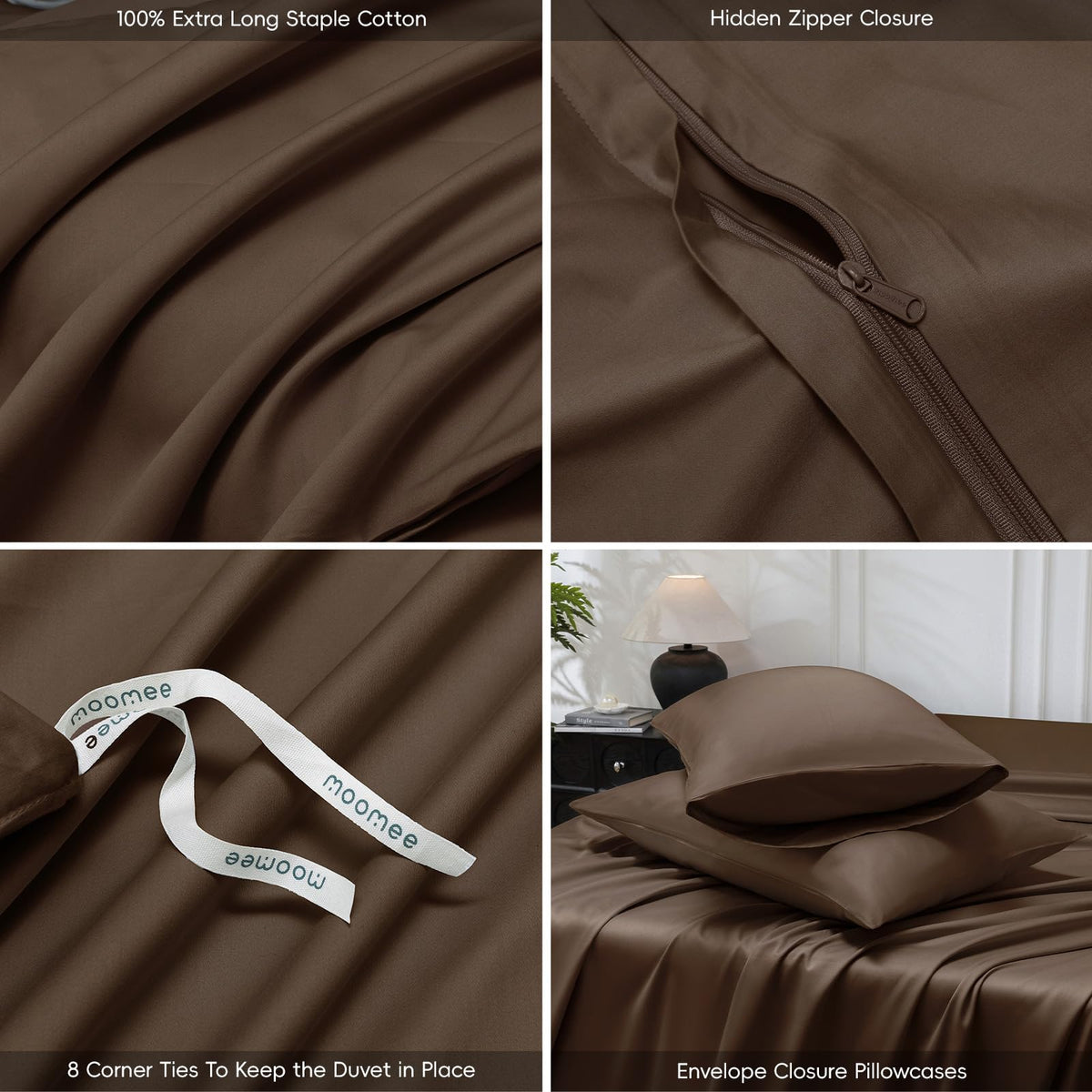 Duvet Cover Set Extra Long Staple Cotton Luxury Cooling Bedding