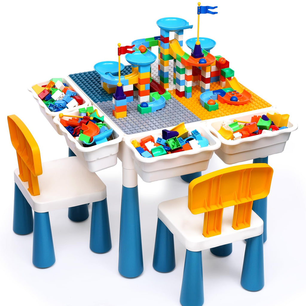Toddler Activity Table & Chairs Set, 7-in-1 Kids Desk for Age 3-7