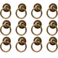 12 Pack Solid Antique Brass Cabinet Pulls Ring Drawer Pulls, Antique Style Kitchen Cabinet Handles Pulls Vintage