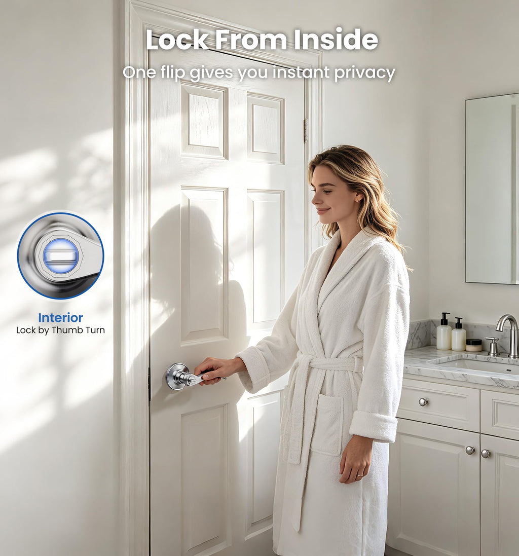 6 Pack Interior Privacy Door Handle Levers Lock Keyless, Satin Nickel