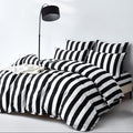 Black White Stripe Duvet Cover Set 100% Cotton Twill Bedding