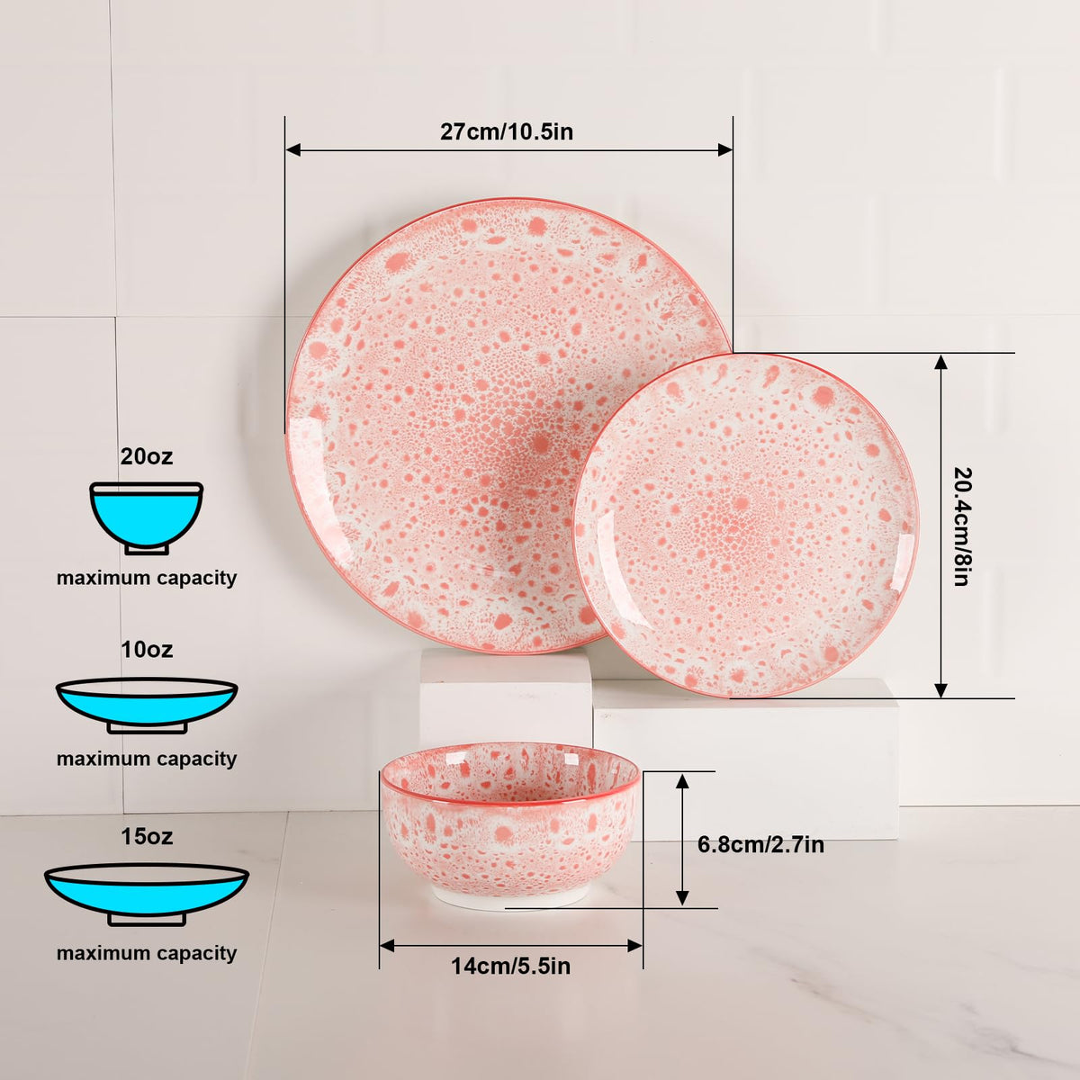 12 Pcs Speckled Glaze Ceramic Dinnerware Set for 4, Vintage Brown