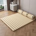 Folding Bed Frame, Natural Solid Wood, Japanese Platform Bed with Roll-Up Slatted Design, 79" L x 39.4" W, Durable