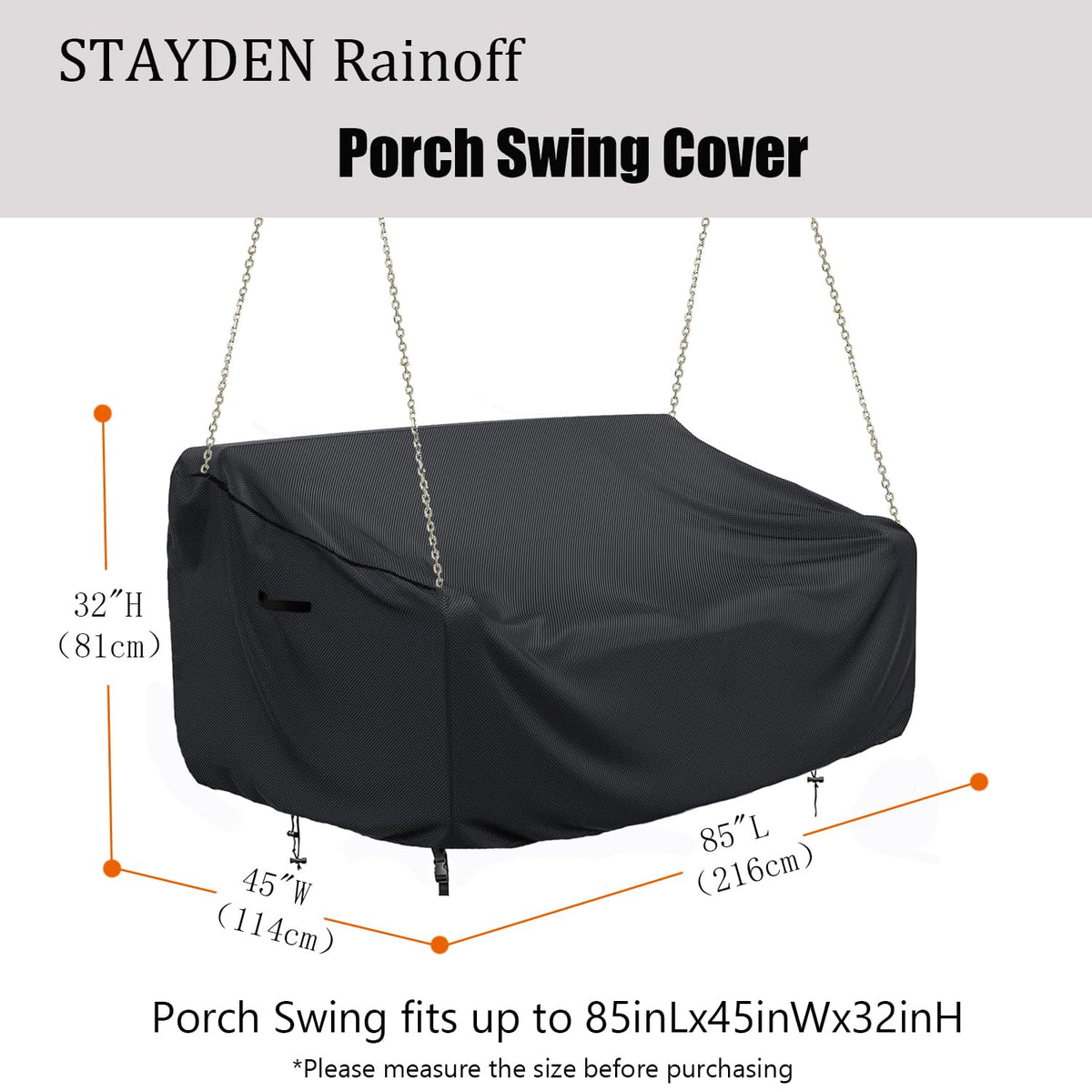 Porch Swing Cover Waterproof Outdoor Hanging Swing Cover Tear resistant All WeatherProof Patio Furniture Covers