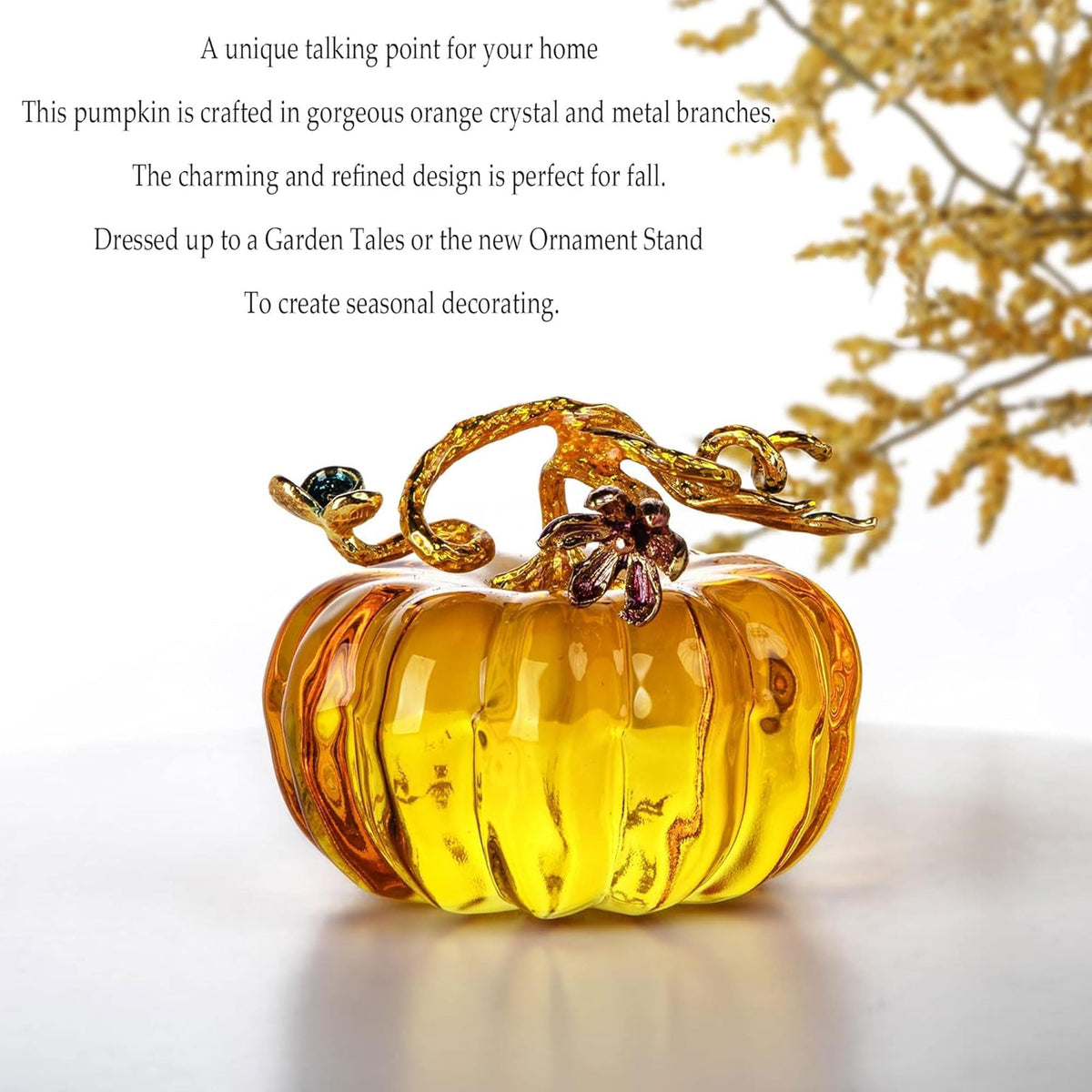 2.5'' Hand Blown Glass Pumpkin Figurines Harvest Fall Thanksgiving Decor