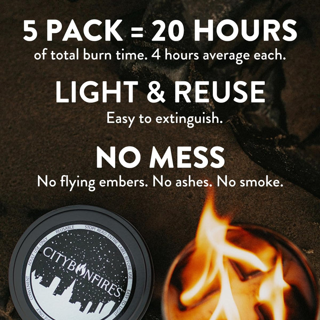Portable Fire Pit - Mini Fire Pit, Table Top Firepit, No Wood, No Embers, 3-5 Hours of Burn Time - Food Safe for