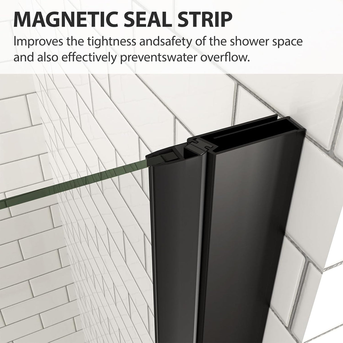 34-35.4" W x 72" H Frameless Pivot Shower Door, 1/4" (6mm) Clear SGCC Tempered Glass Shower Door