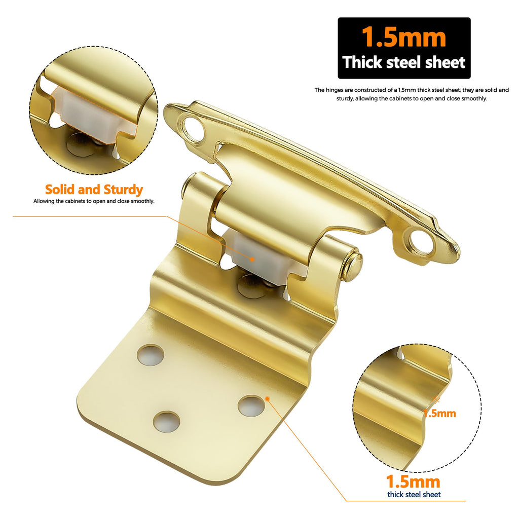 3/8" Inset Gold Cabinet Hinges 10 Pack (5 Pairs)