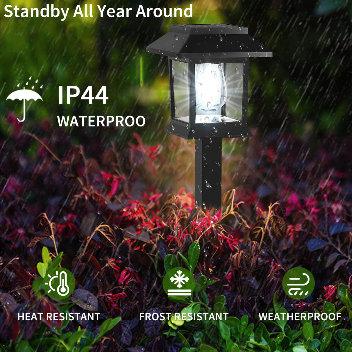 Solar Pathway Lights Outdoor,12 Pack Cool White 6000K Solar Lights