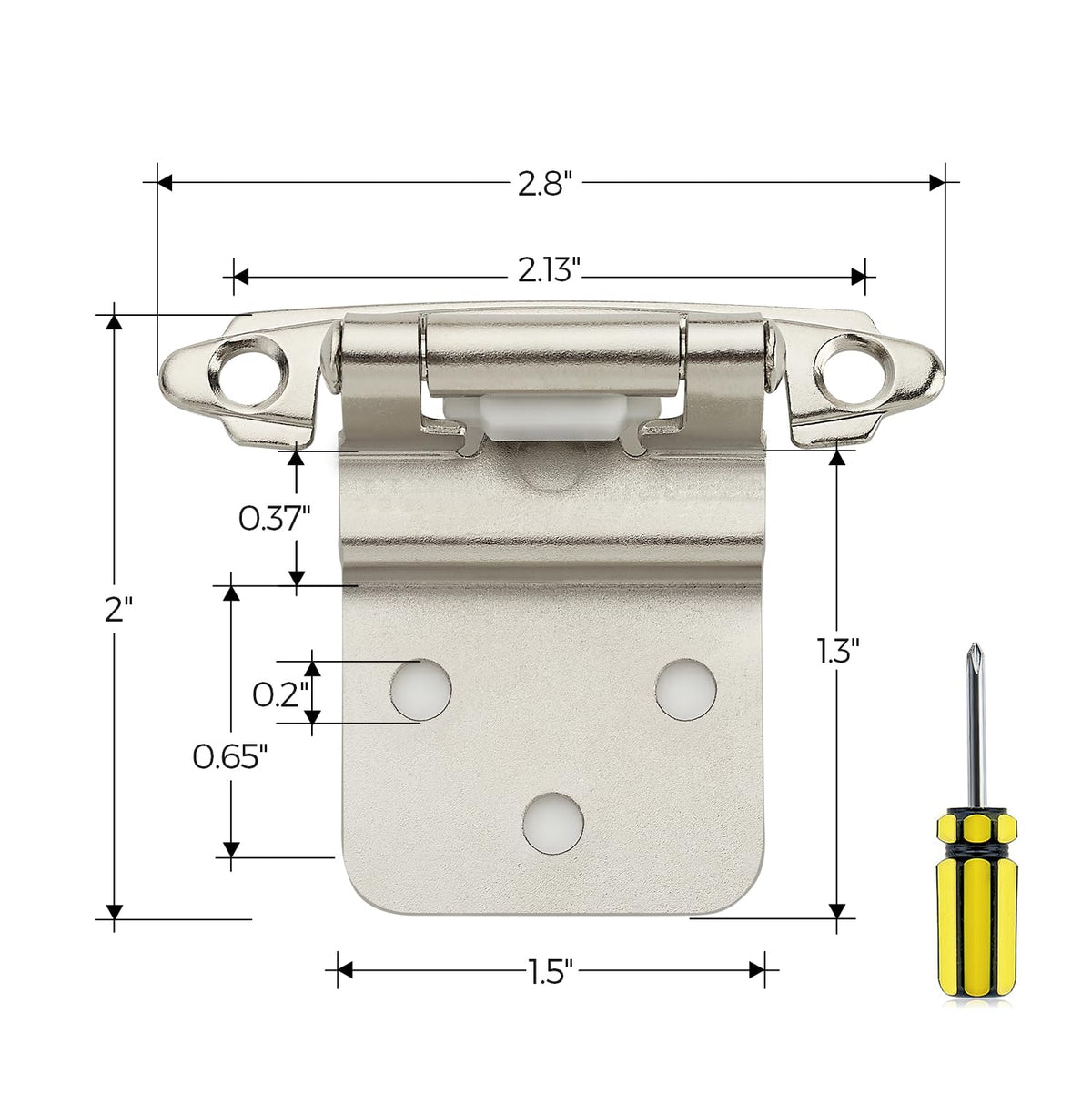 Satin Nickel Kitchen Cabinet Hinges, 3/8" Inset, 10 Pack