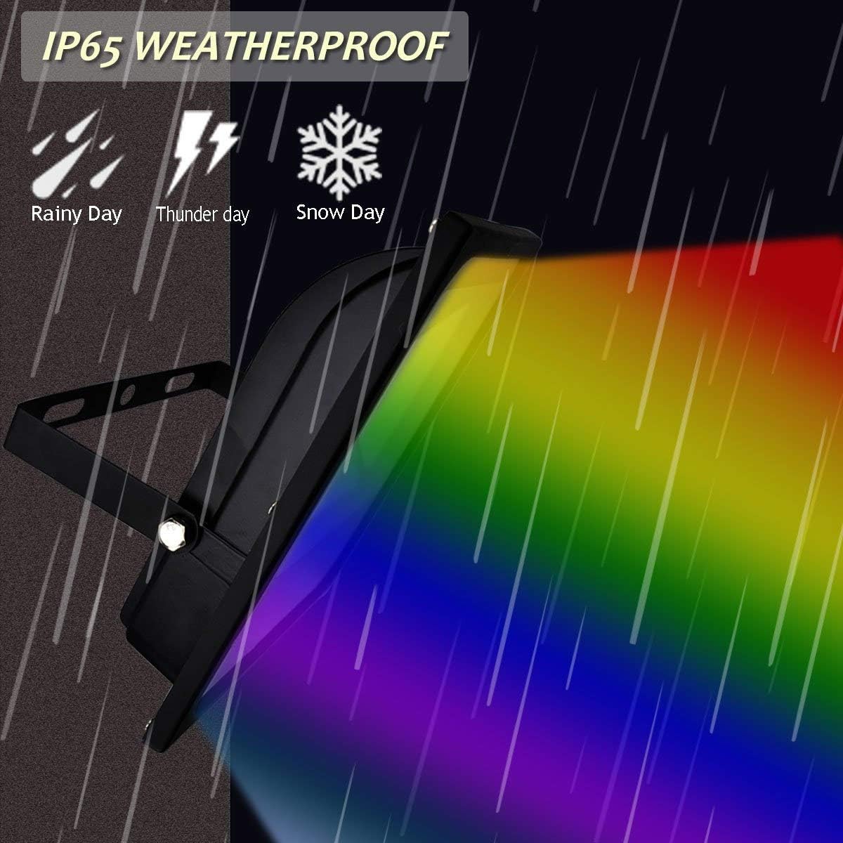 LED RGB Flood Light, 50W Outdoor Color Changing Lights with Remote Control, IP65 Waterproof Dimmable Wall Washer