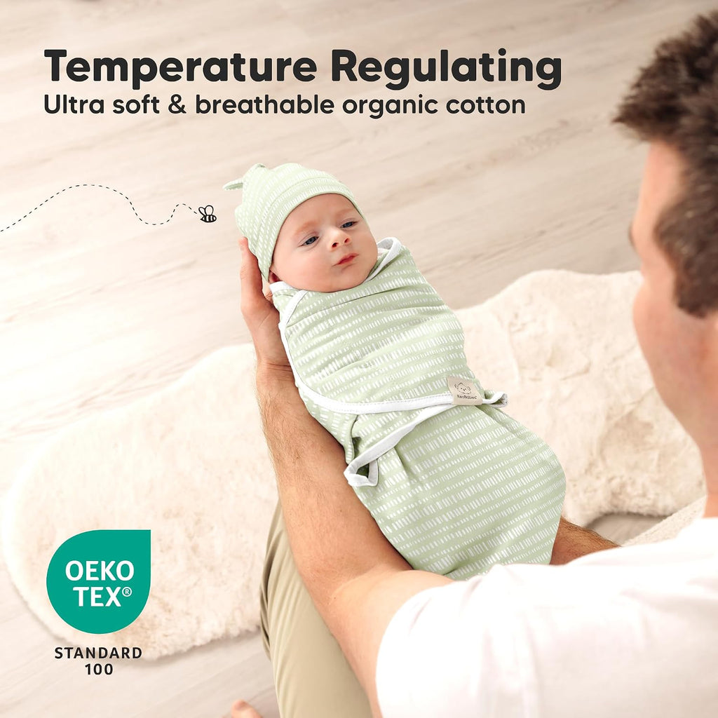 3pk Organic Swaddles for Newborns Girls, Boys & Hats (Leafy, )