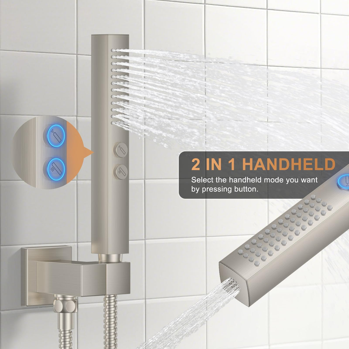 Rain Shower System Brushed Nickel Shower Faucet Set Ceiling Mount