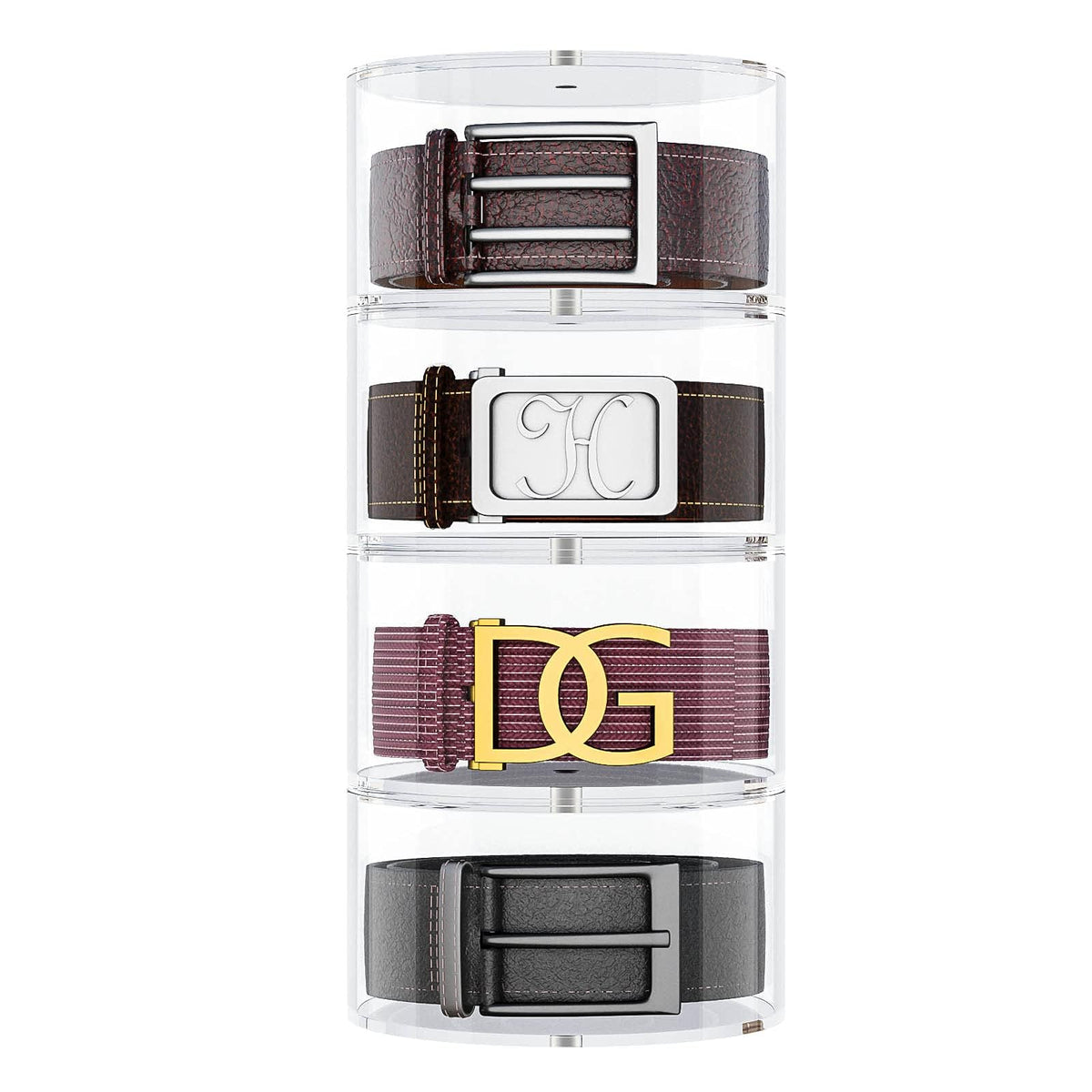 Belt Organizer for Closet, Acrylic Belt Storage Holder Box, 4 Layers