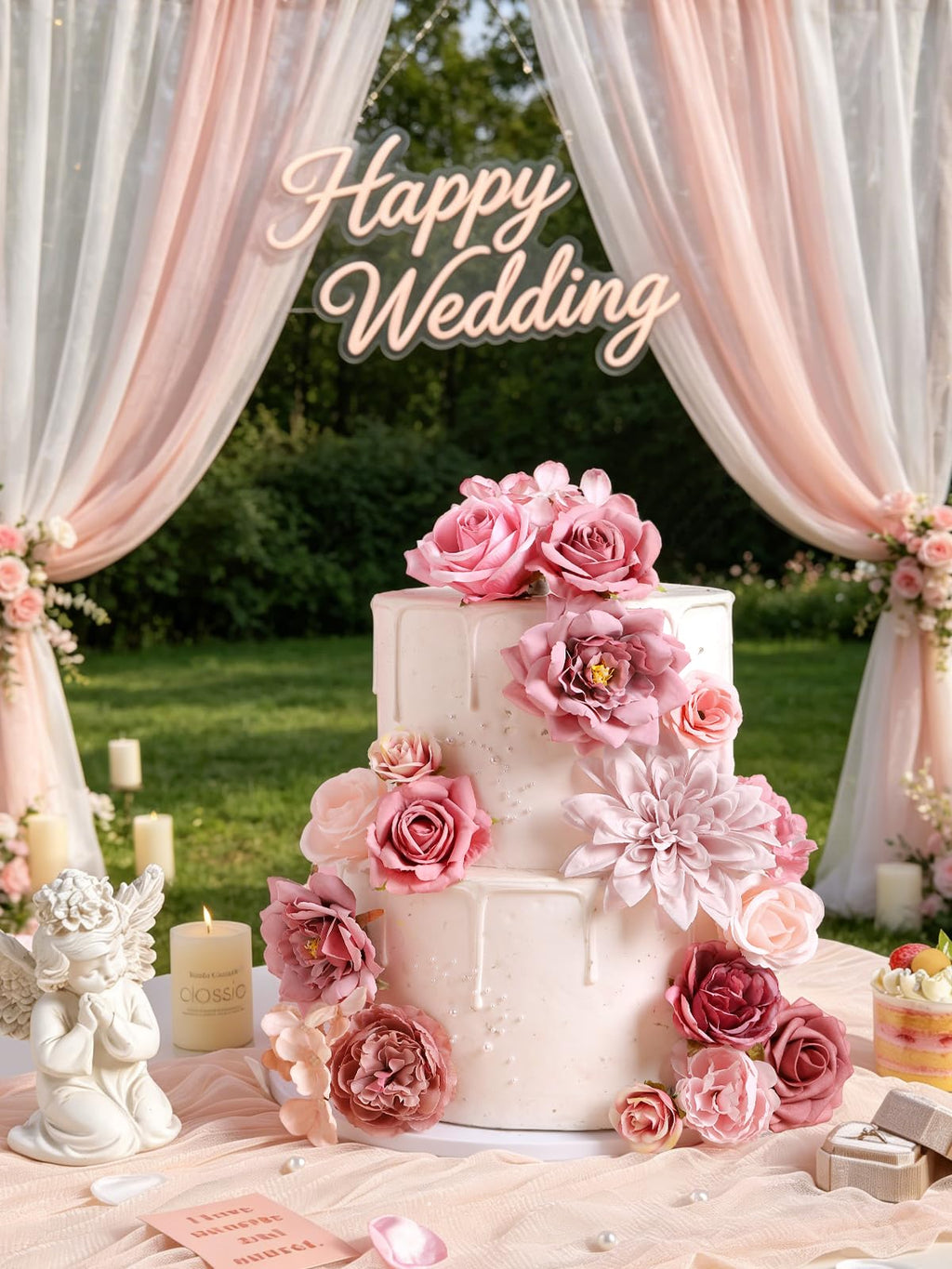 Artificial Flowers Combo Box Set Dusty Pink Silk Floral Arrangements for Wedding Bridal Bouquet, Cake Flowers, Table