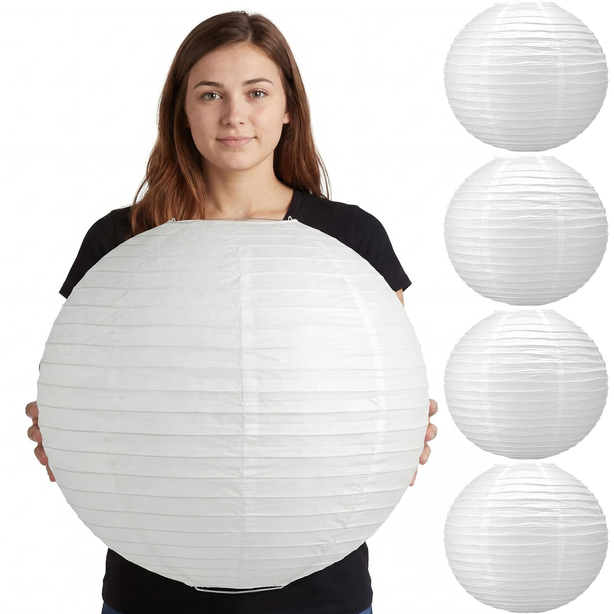 Inspired Noguchi Style 5 Pcs 18 Inch Large White Paper Lanterns Gaint Round Paper Lamp