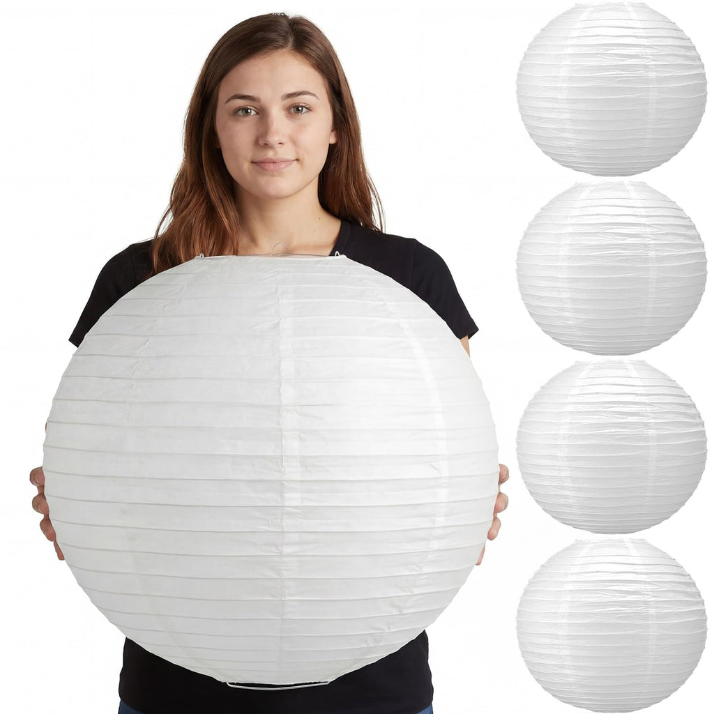 Inspired Noguchi Style 5 Pcs 18 Inch Large White Paper Lanterns Gaint Round Paper Lamp