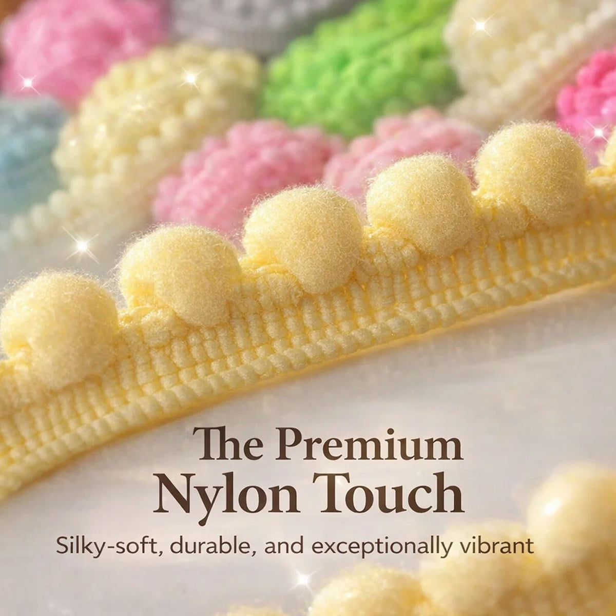 Mini Pom Pom Trim (1 Yard Per Color), Assorted Sample Pack Pom Pom Ribbon, Premium Nylon Ball Fringe for - 35 Yards
