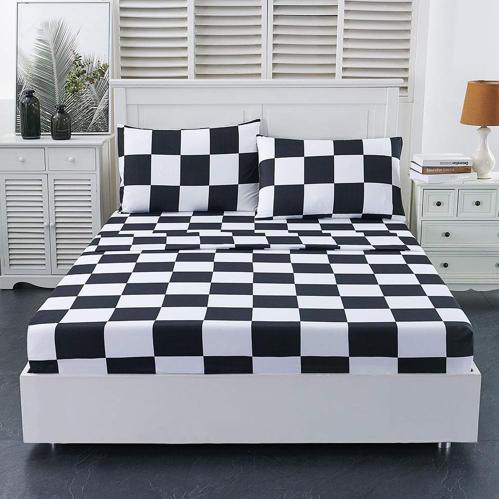 Sheet Set 4 Piece -Microfiber Soft Durable Bedding Sheet Set, Deep Pocket, Stain, Fade & Wrinkle Resistant
