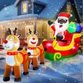8 Ft Long Christmas Inflatables Black Santa Claus On Sleigh with Reindeer