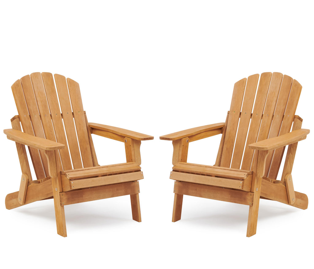 Oversized Wooden Folding Adirondack Chair with Pre-Assembled Backrest and Seat Board, Lounge Chair for Outdoor Patio