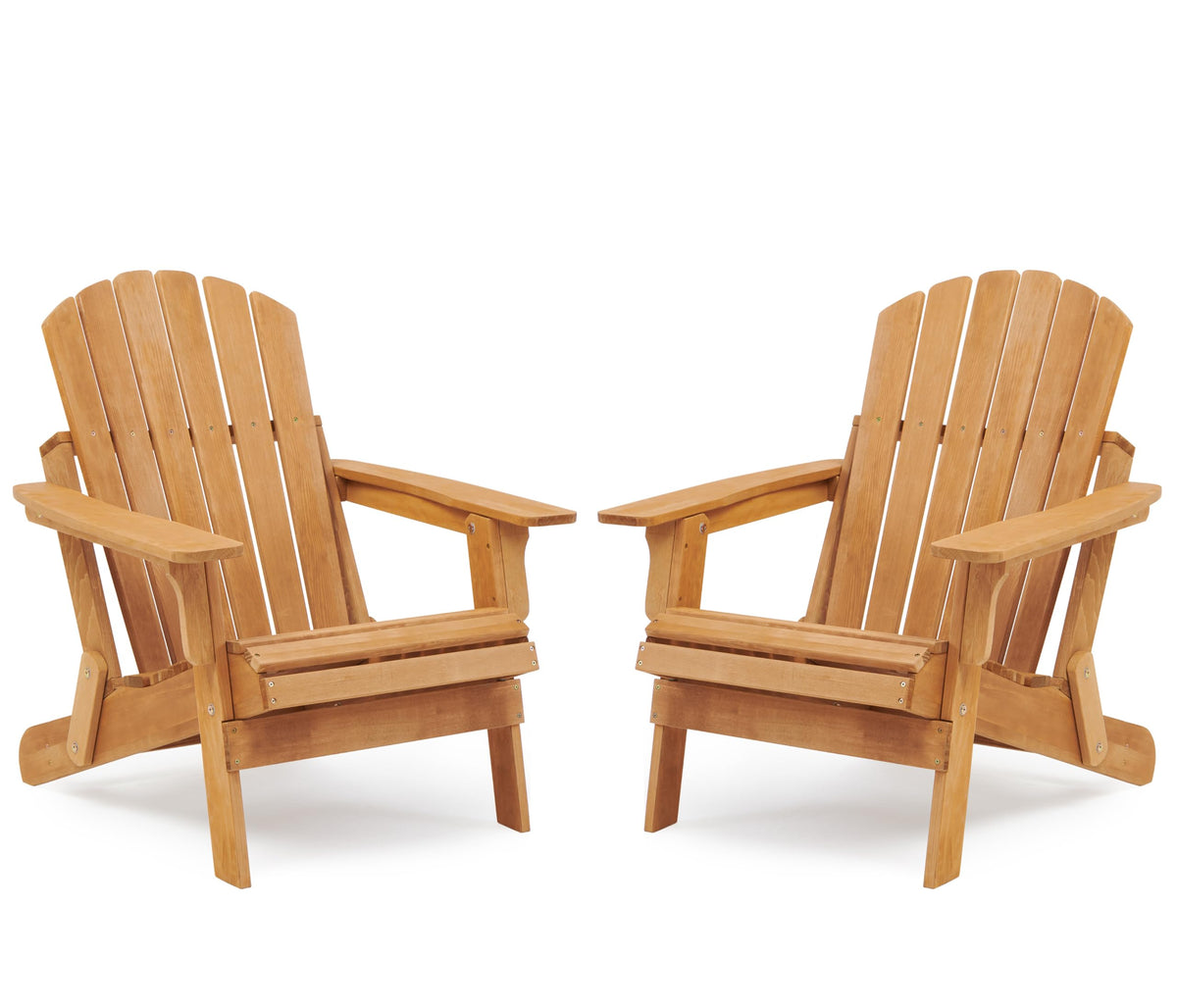 Oversized Wooden Folding Adirondack Chair with Pre-Assembled Backrest and Seat Board, Lounge Chair for Outdoor Patio