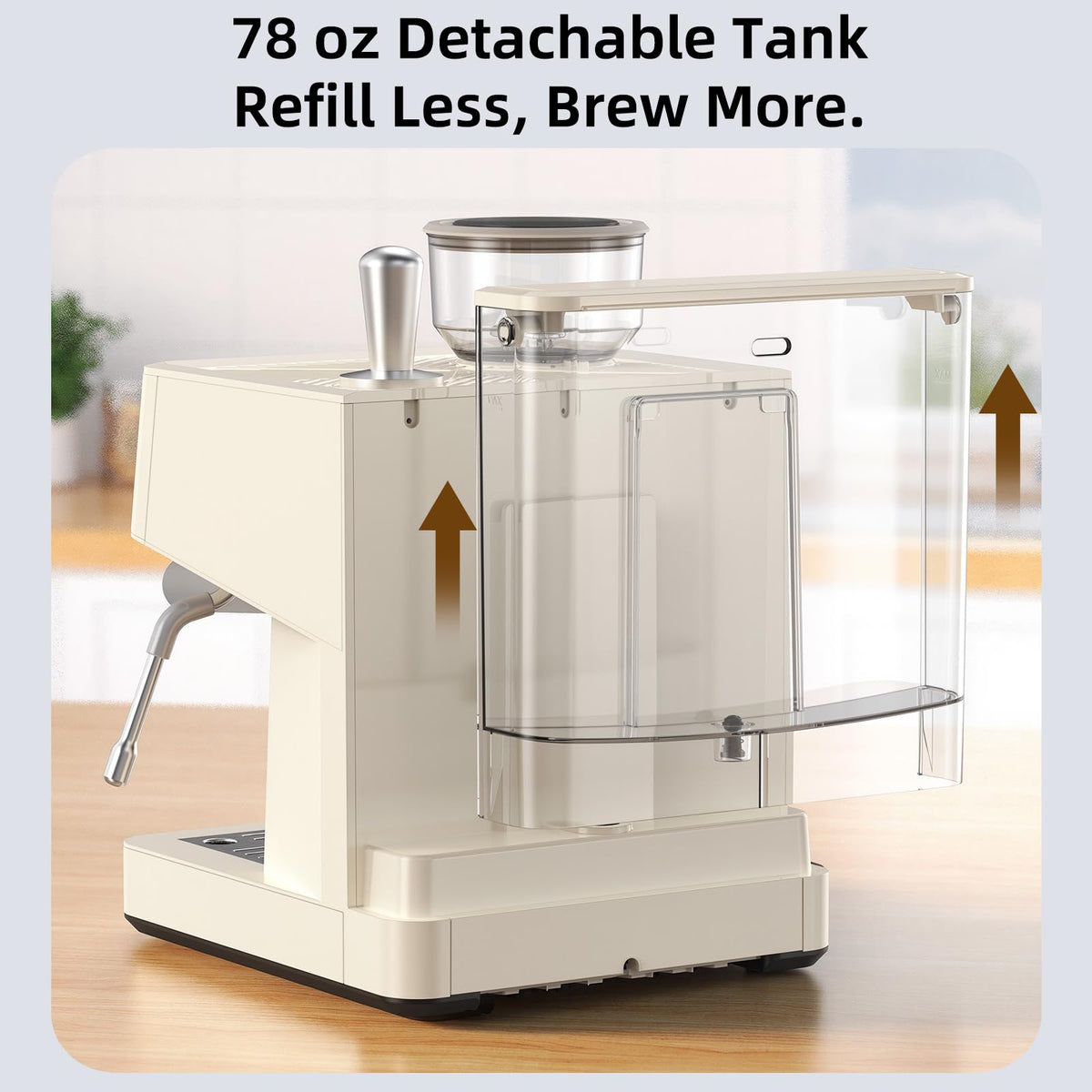 15 Bar Espresso Machine with Built-in Anti-Clog Coffee Grinder, Expresso Coffee Machines with Milk