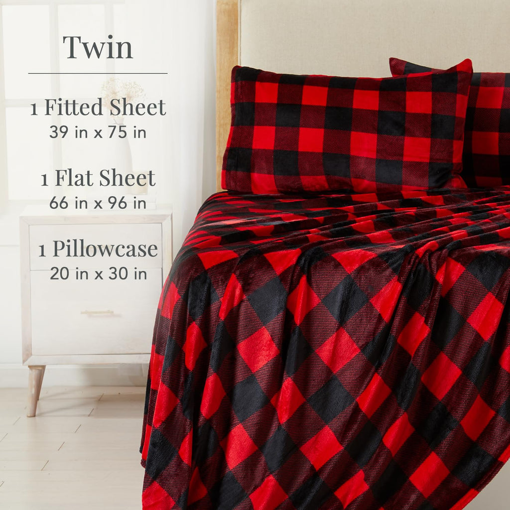Luxury Micro Fleece Sheet Set - Plaid | Deep Pocket