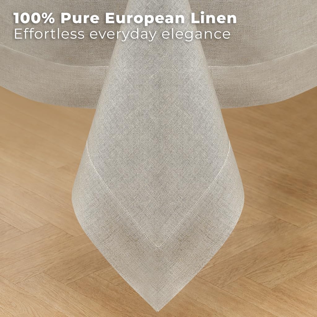 Classic LinenTM by D'Moksha, 100% Linen Natural Tablecloth 60 x 108 Inch