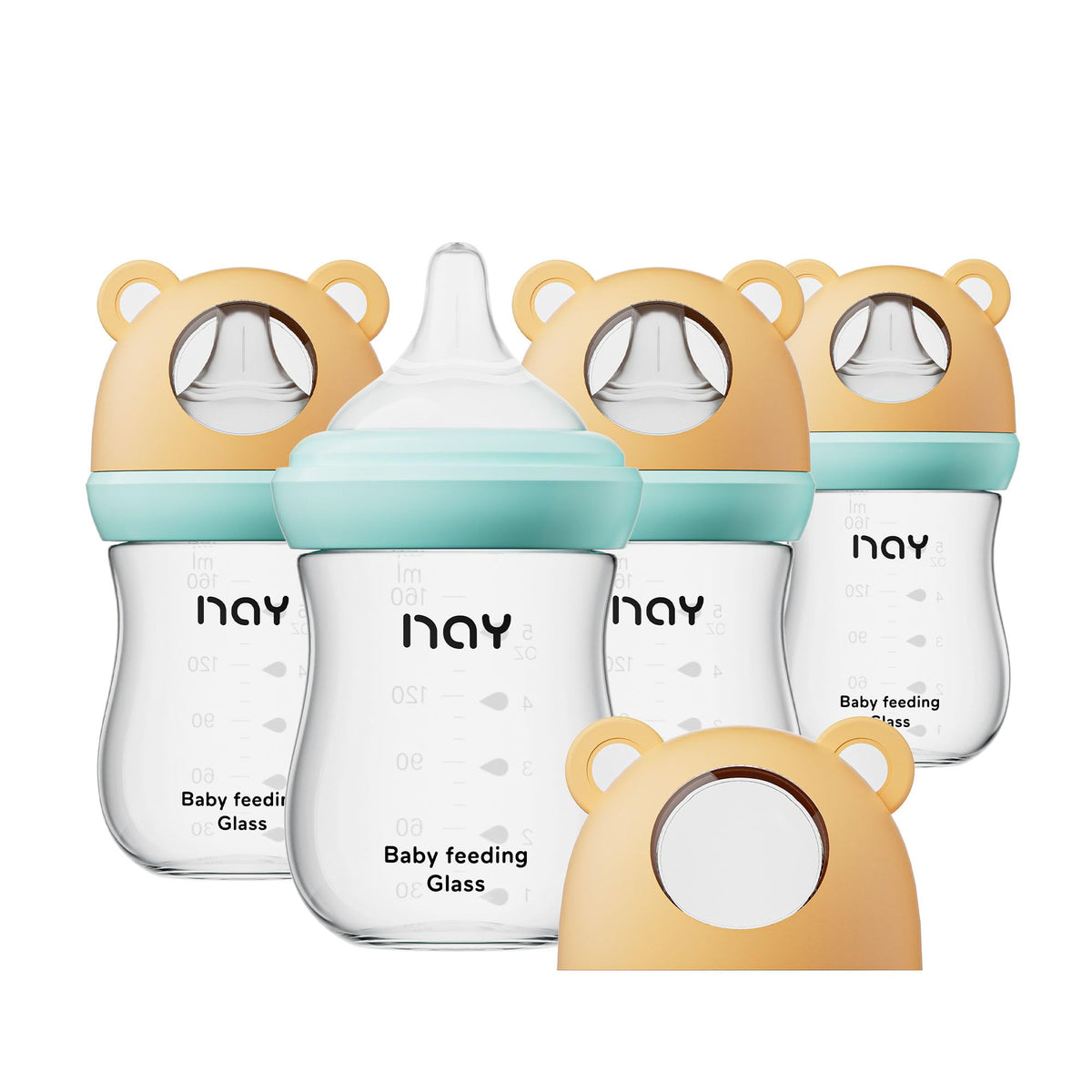 Natural Glass Baby Bottle for Breastfeeding Babies, 5.4oz Anti-Colic Baby Bottle with Natural Response Nipple(S)