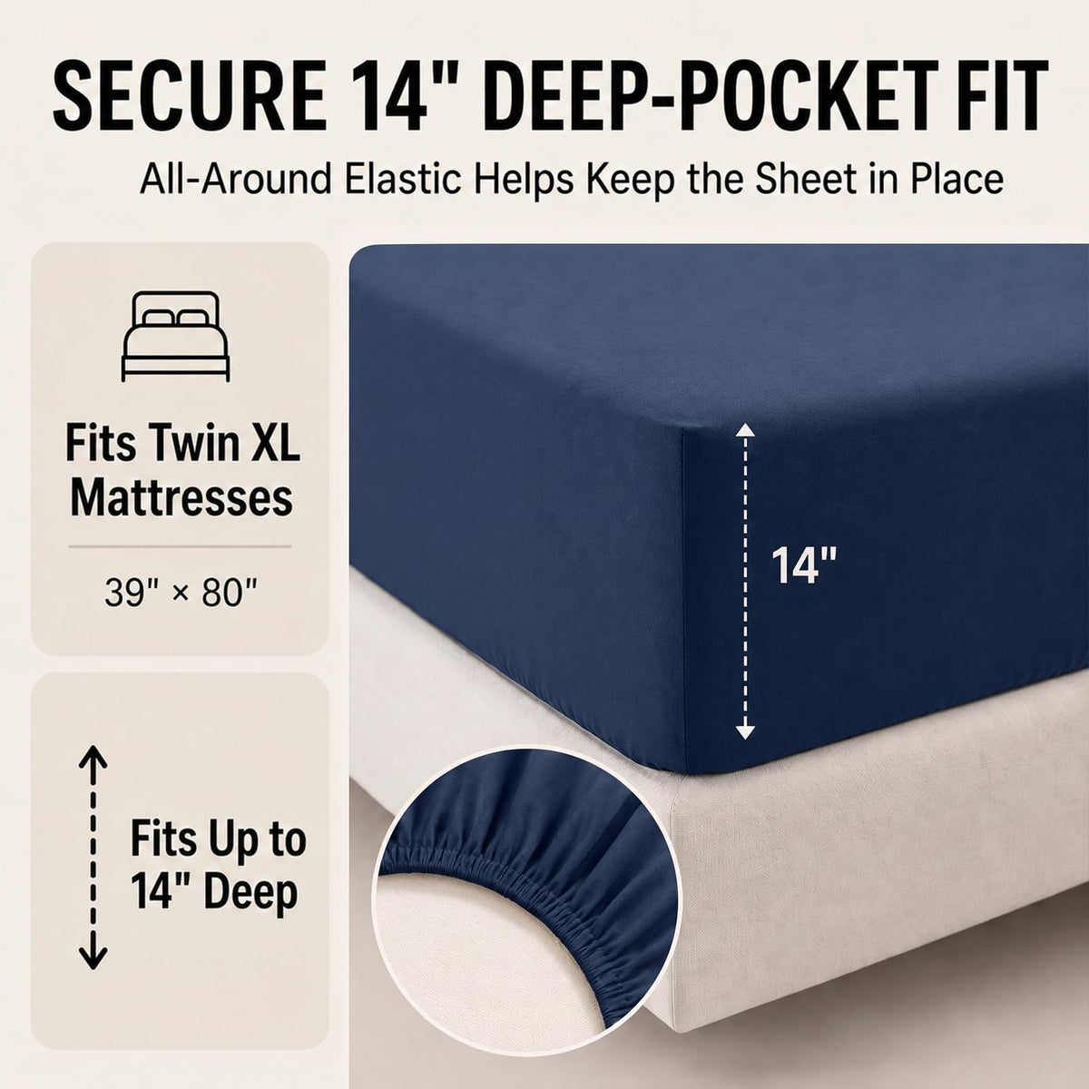 Comforter Set Navy Blue - 5 Pieces Bed in a Bag