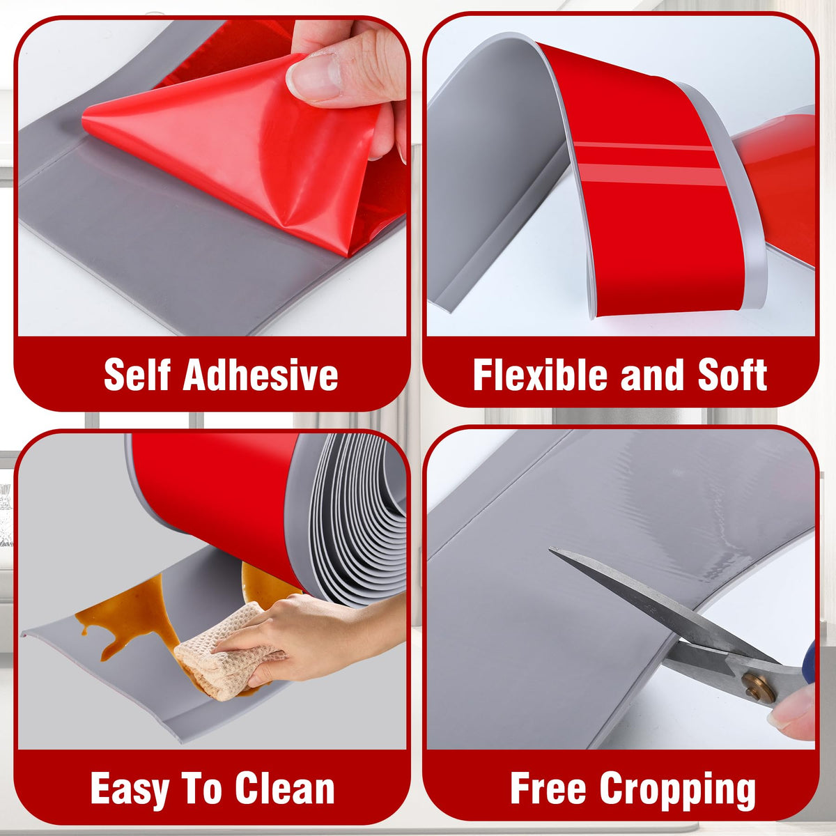 Vinyl Baseboard Molding Trim 3 Inch x 40 Feet Peel and Stick Baseboard Trim Flexible PVC Cove Base Moulding