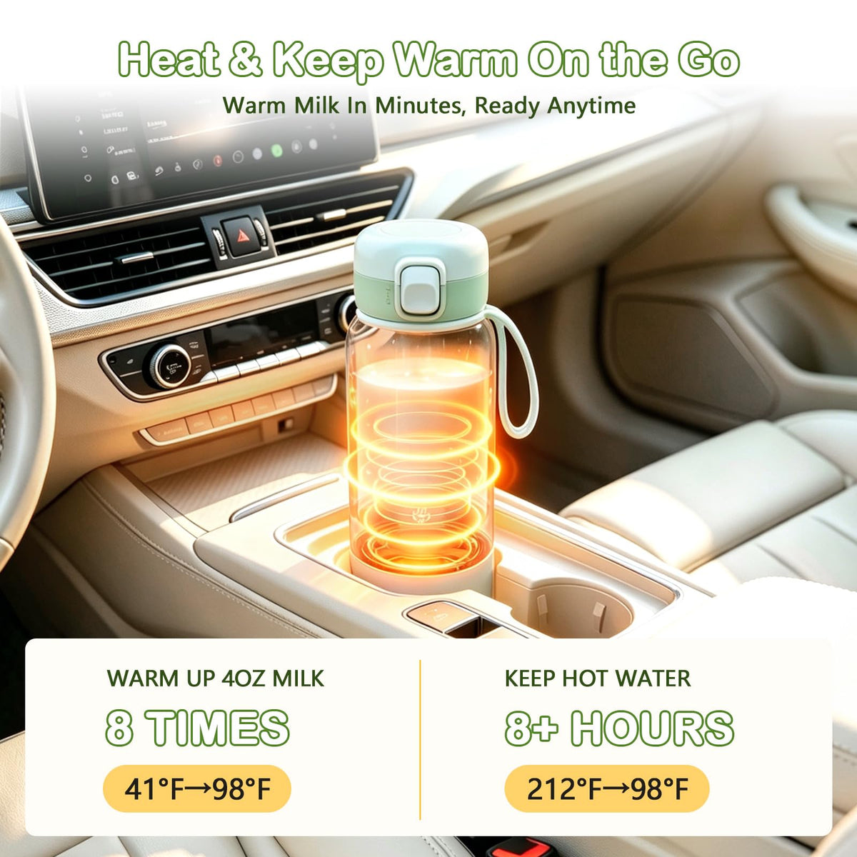Portable Bottle Warmer for Travel, Min Fast Heating Breast Milk Warmer