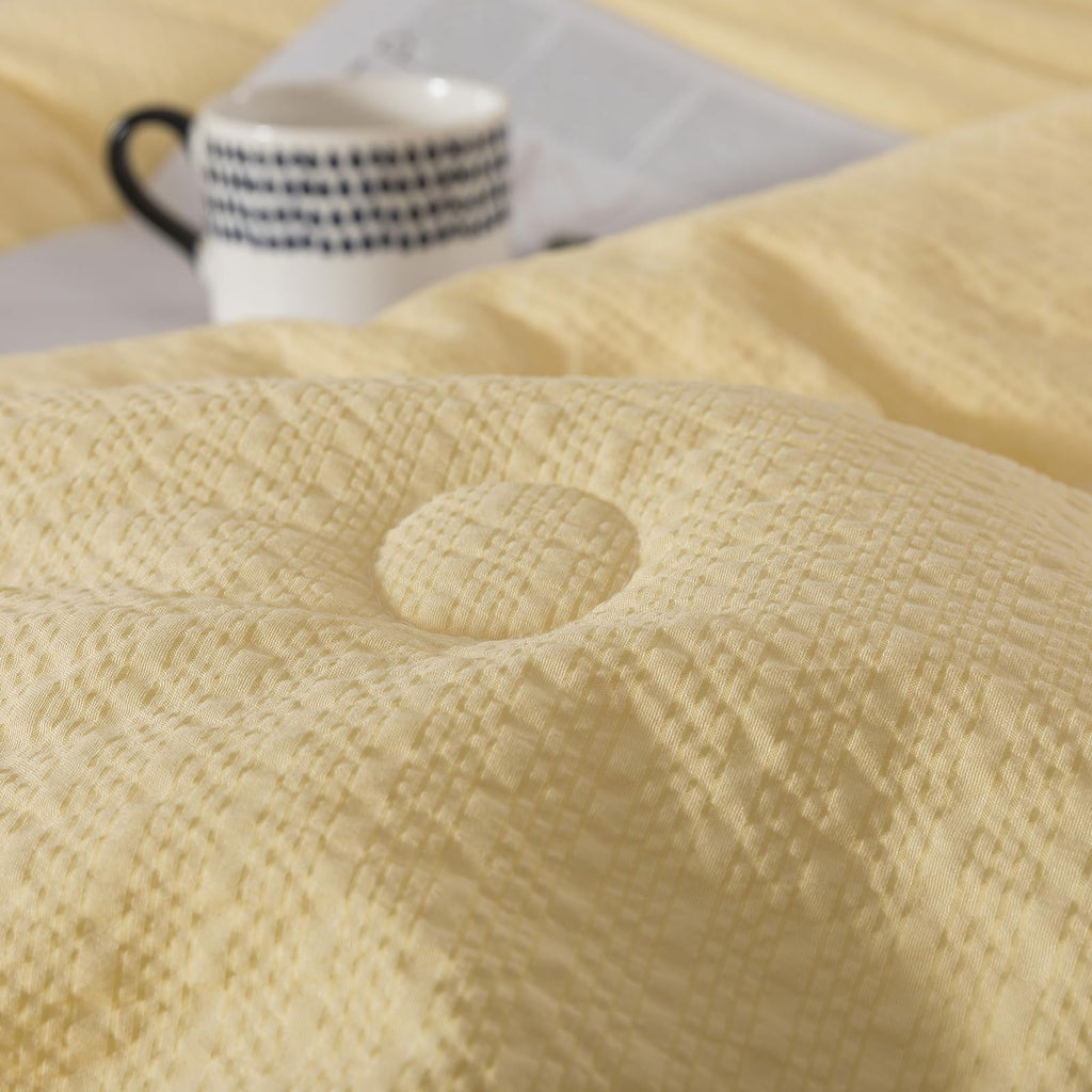 Yellow Solid Microfiber Comforter 3 Pieces