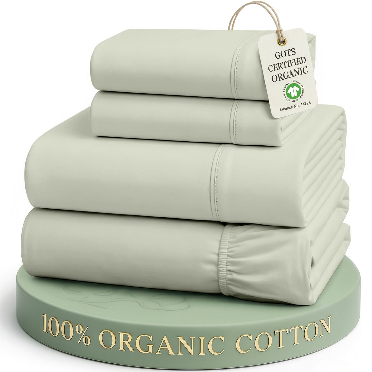 Sheet Set 100% Organic Cotton Percale Cooling - Mineral