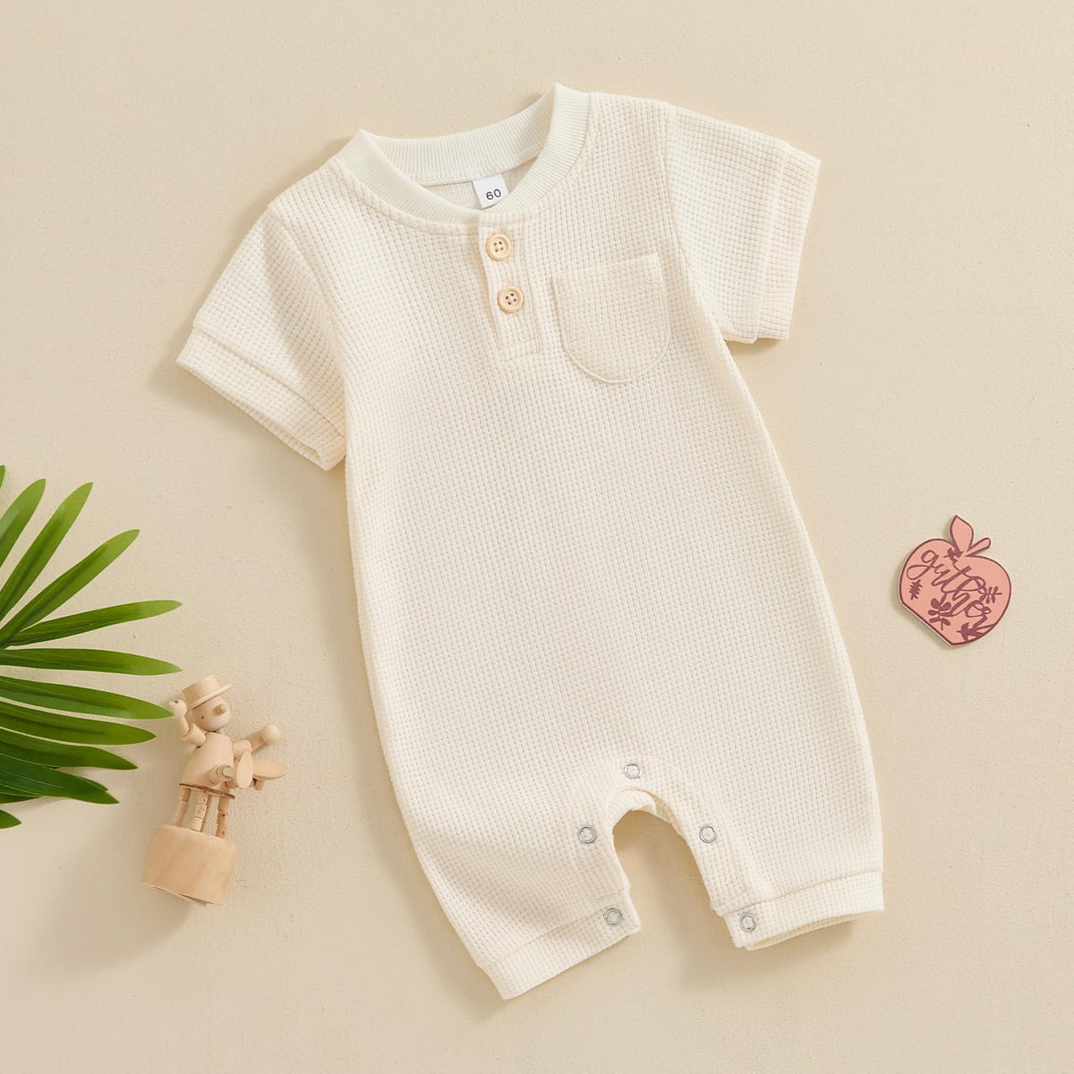 Newborn Baby Boy Girl Clothes Button Solid Short Sleeve Romper Jumpsuit Basic One Piece Outfits Baby Neutral Clothing