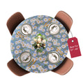 Deluxe Elastic Edged Flannel Backed Vinyl Fitted Table Cover - Daisy Pattern -Extra Large Round Oblong Oval - Fits