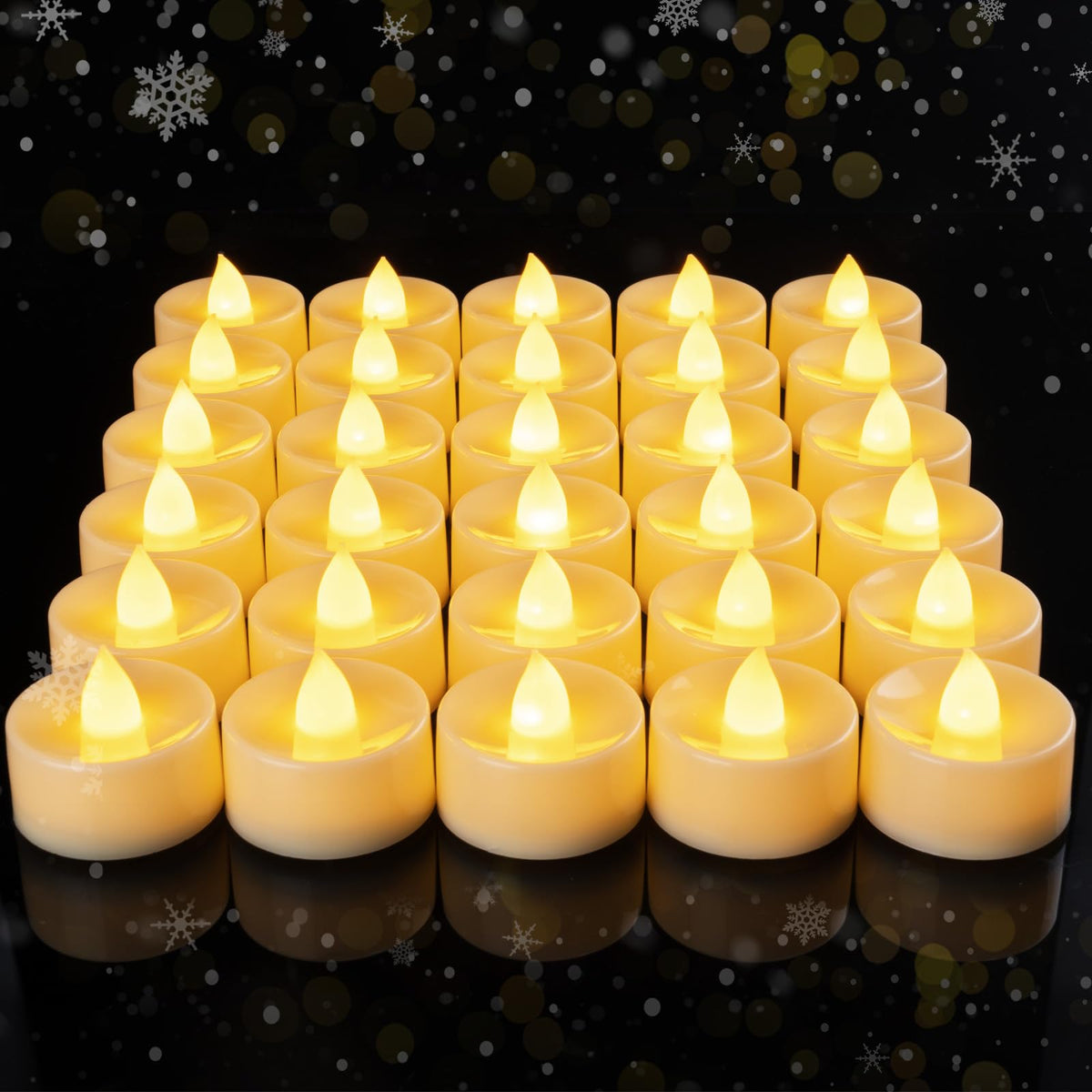 100 Pcs Flickering Flameless LED Tea Lights Battery Operated, Ivory