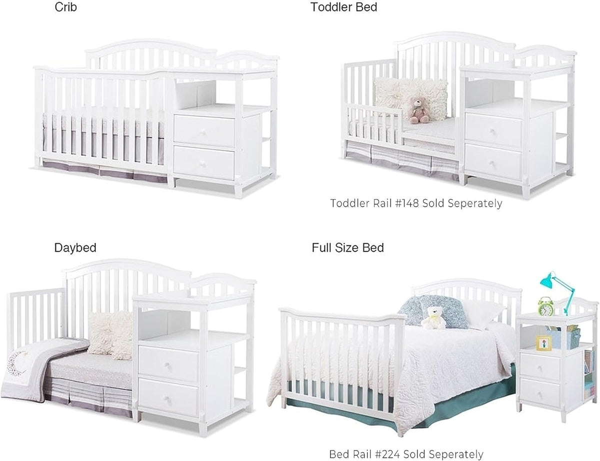Berkley Crib and Changer with Slat Panel Back Classic -in- Convertible Diaper Changing Table Non-Toxic Finish Wooden