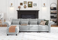 L Shaped Sectional Sofa, 5-Seater Grey Chenille Modular Couch