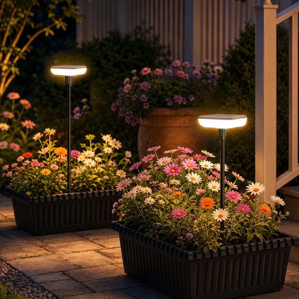 Solar Lights Outdoor Garden 4 Pack Solar Pathway Light 31" Tall Solar Landscape Lights 34LM Bright Up to 12H IP65