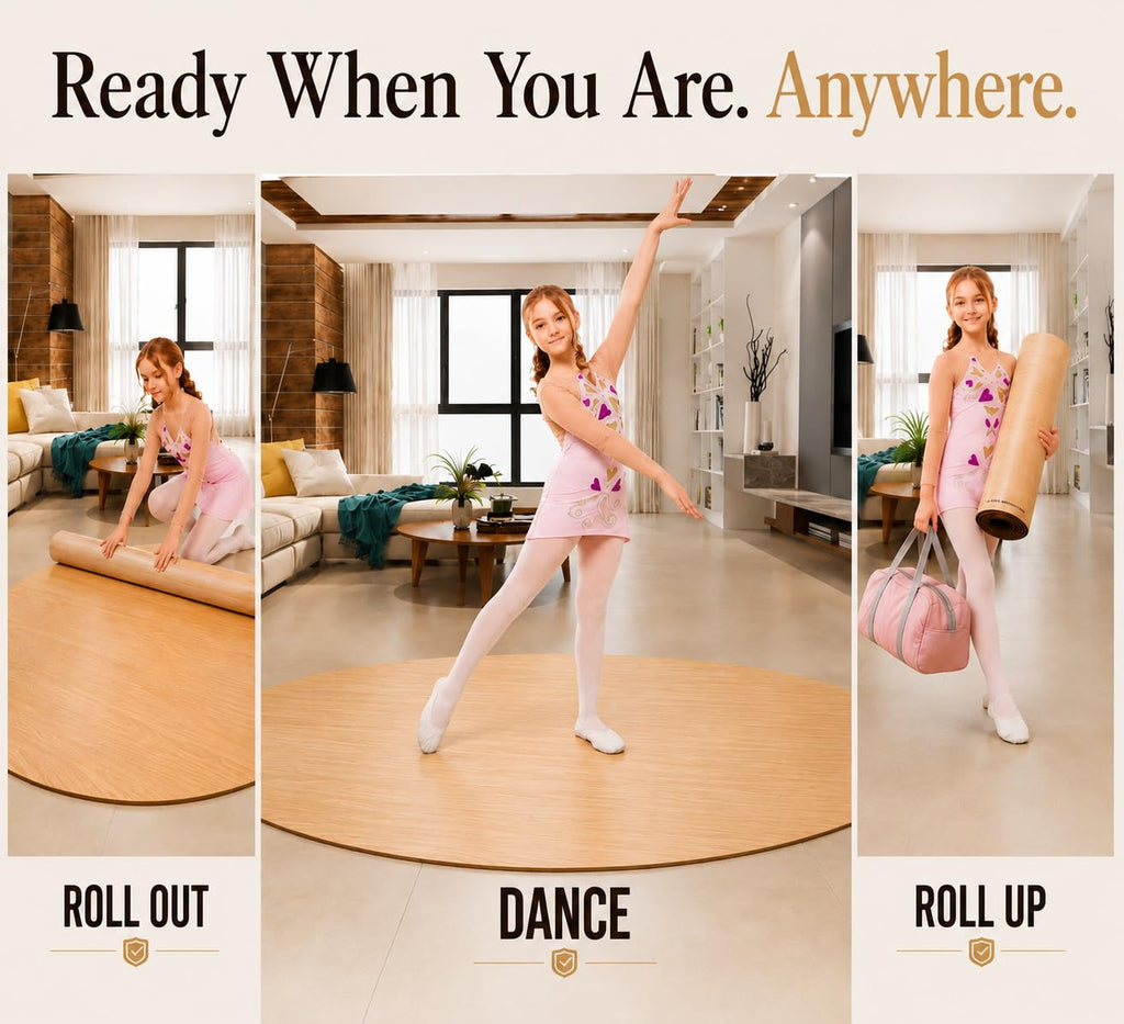 Marley Dance Floor 34" x 59" Oval - Portable Marley Dance Floor & Studio, Professional 2mm Non-Slip Dance Practice