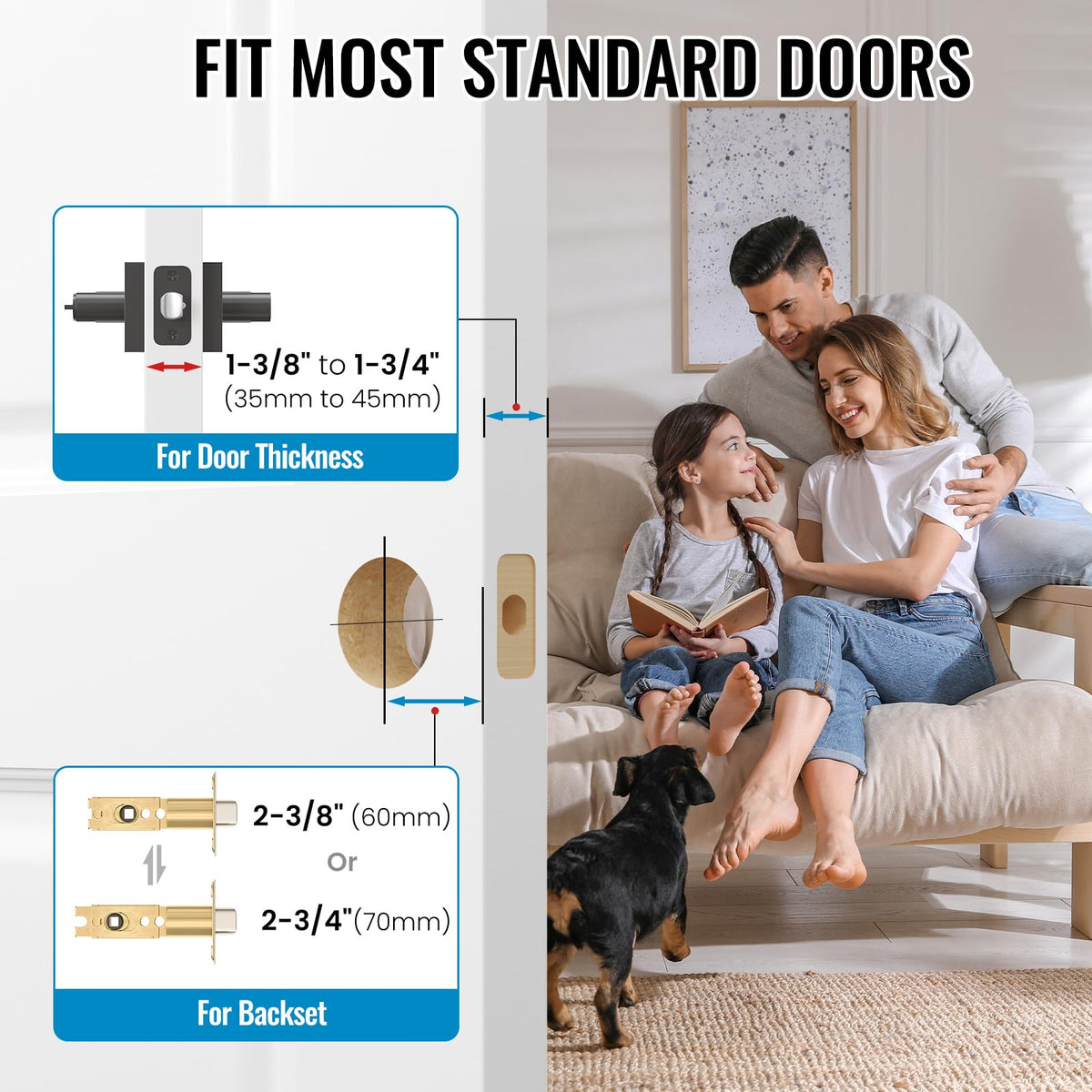 3 Pack Entry Door Handles with Lock and Key,Exterior Lock Set