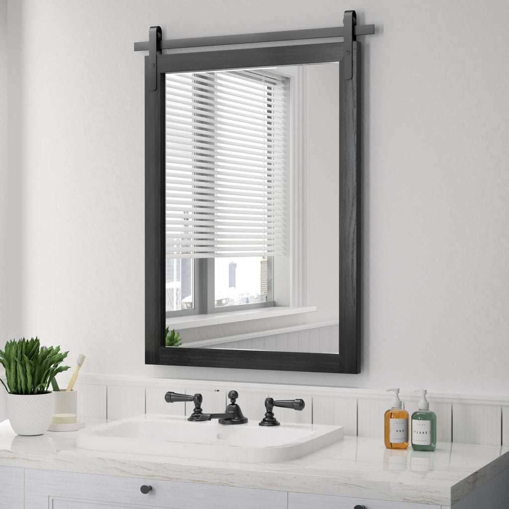 Black Farmhouse Bathroom Vanity Mirror 22" x 30"