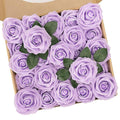 Artificial Flowers with Stems 25pcs Purple Lavender Flowers Bulk Real Touch Fake Roses Flowers for DIY Wedding Bridal